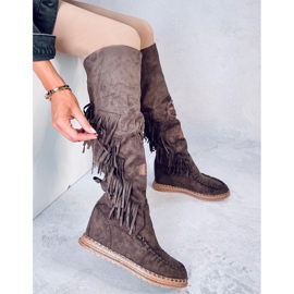 Bottines à talon compensé Russo D.KHAKI avec franges brun 4