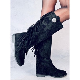 Bottes à franges compensées cachées de Brien Black le noir 4