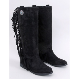 Bottes à franges compensées cachées de Brien Black le noir 1