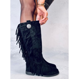 Bottes à franges compensées cachées de Brien Black le noir 5