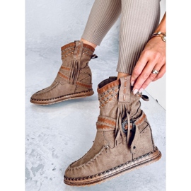 Bottines compensées à franges Lotz Kaki brun 4