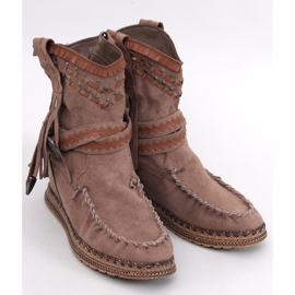 Bottines compensées à franges Lotz Kaki brun 1