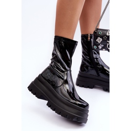 FB2 Bottines Laquées Sur Plateforme Chunky Mibrac Noir le noir 4