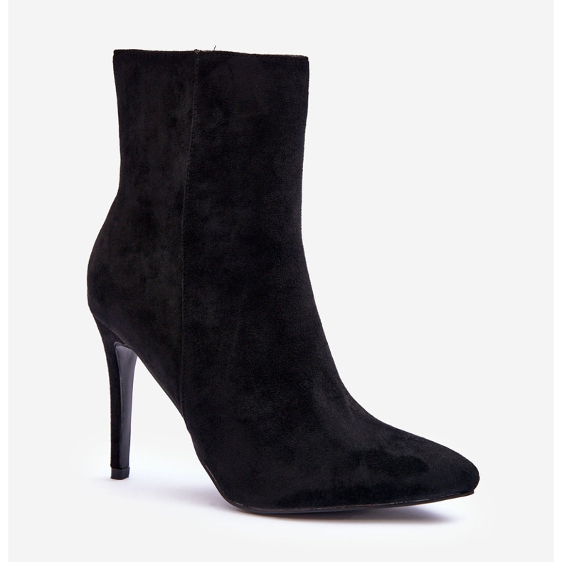 FB2 Bottes à talons hauts en daim noir Eberpia 1