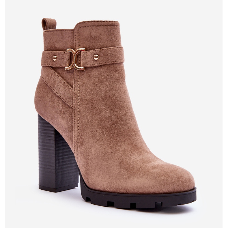 FB2 Bottes à talons hauts en daim Liani Beige 1