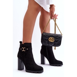 FB2 Bottes En Daim Sur Talon Haut Noir Liani le noir 6