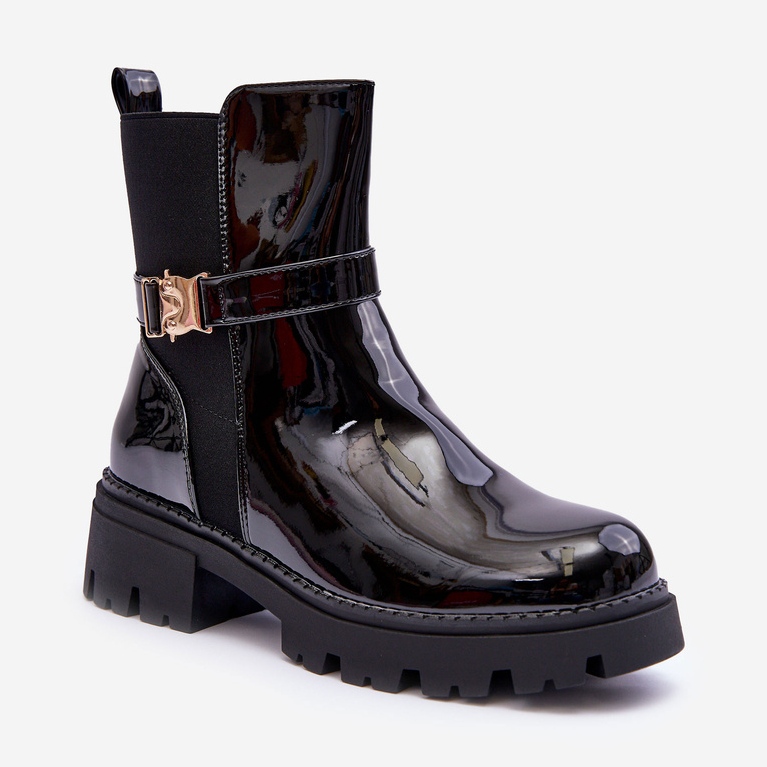 FB2 Bottines Jodhpur Laquées Femme Noir Elspetia 1