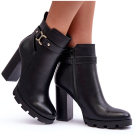 FB2 Bottines à Talons Hauts en Cuir Noir Liani le noir 9