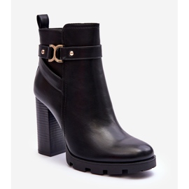 FB2 Bottines à Talons Hauts en Cuir Noir Liani 1