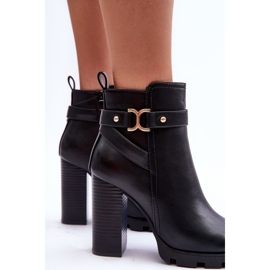FB2 Bottines à Talons Hauts en Cuir Noir Liani le noir 6