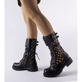 Bottes noires ajourées de Minks le noir 1
