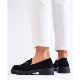 Mocassins femme en daim sur semelle épaisse Shelovet noir le noir 3