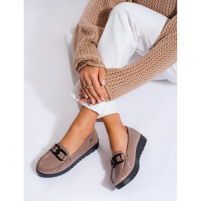Mocassins plateforme Shelovet femme beige foncé 1