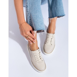 SHELOVET Chaussures en cuir beige pour femmes sur la plateforme Shlovet 1