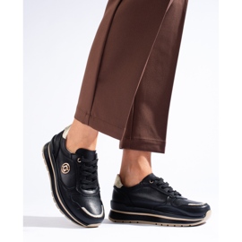 Baskets à plateforme en cuir noir de Shelovet 2