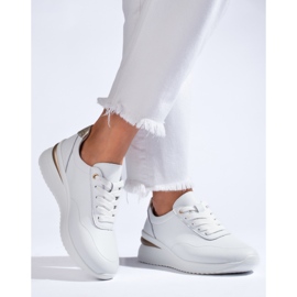 SHELOVET Baskets compensées femme Welovet en cuir blanc 1