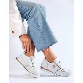 Chaussures de sport femme Shelovet en cuir blanc blanche 1