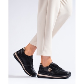 Baskets Shelovet en cuir noir 1