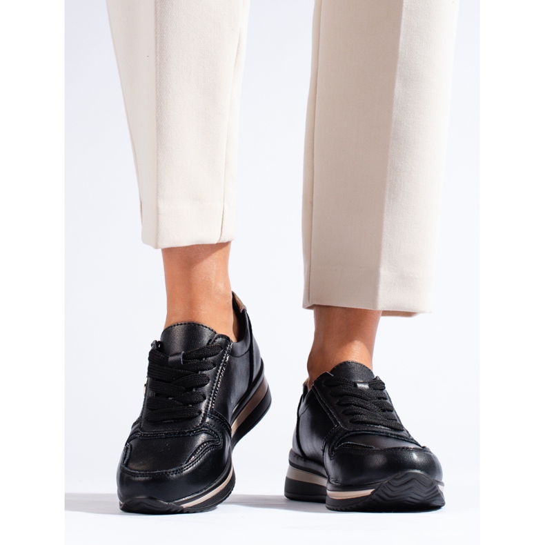 Baskets Shelovet en cuir noir 2