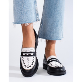 Mocassins Shelovet femme noirs et blancs 1