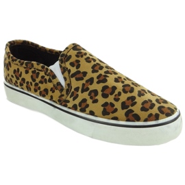 Baskets slip-on C02 léopard brun 1