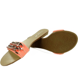 Chaussons avec chaîne dorée abricot-fluo orange 1