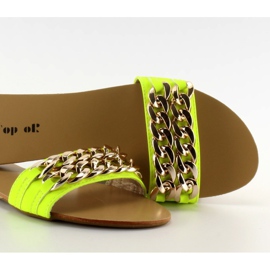 Chaussons avec une chaîne dorée MB-6272 jaune-fluo d'or 2