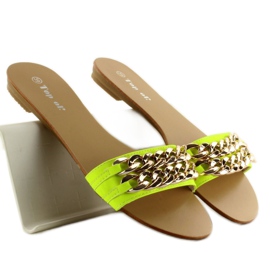 Chaussons avec une chaîne dorée MB-6272 jaune-fluo d'or 3