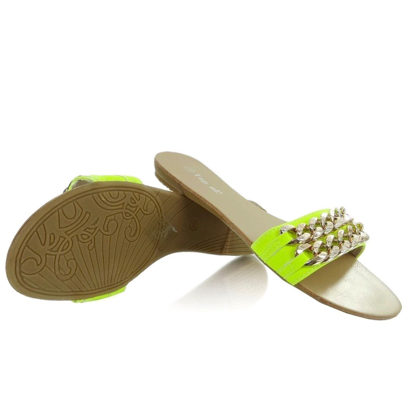 Chaussons avec une chaîne dorée MB-6272 jaune-fluo d'or 1