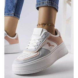 Baskets à plateforme roses et bleues Gidle blanc 1