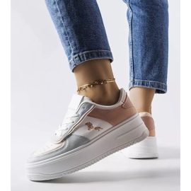 Baskets à plateforme roses et bleues Gidle blanc 2