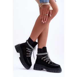FB3 Bottes à lacets en daim pour femmes, gland noir le noir 2