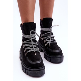 FB3 Bottes à lacets en daim pour femmes, gland noir le noir 4