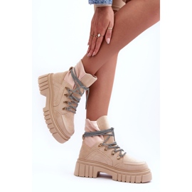 FB3 Bottines à lacets en daim pour femmes Beige Gland 6