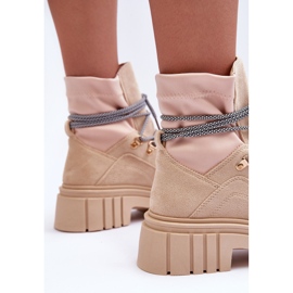 FB3 Bottines à lacets en daim pour femmes Beige Gland 9