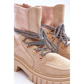 FB3 Bottines à lacets en daim pour femmes Beige Gland 3