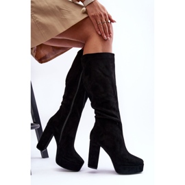 Cuissardes à talons noirs et plateforme Baldrema le noir 2