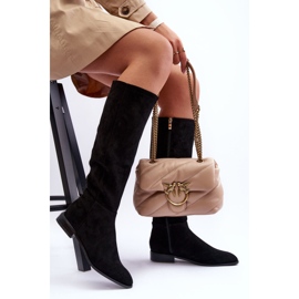 Bottines à Talons Plats en Daim Noir Eelin 1