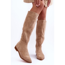 PA1 Bottines à Talon Plat en Daim Beige Eelin 4