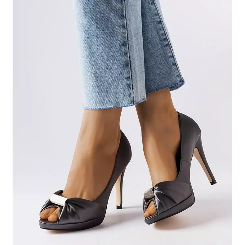 Escarpins peep toe gris Paré 1