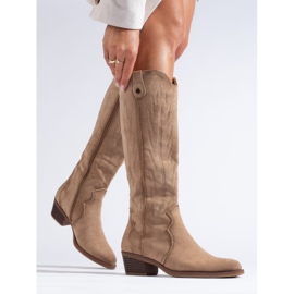 Santiags en daim beige Shelovet 1