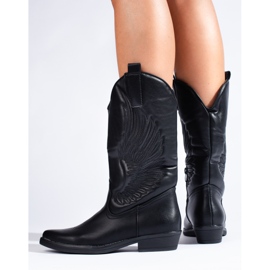 Bottines cowboy femme noires à talons Shelovet 2