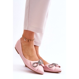 Ballerines élégantes avec nœud et strass roses 3