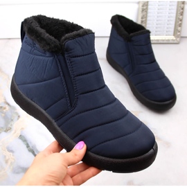 Bottines de neige slip-on imperméables femme avec élastiques bleu marine News 3193 1