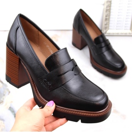 Chaussures pour femmes sur le poteau et plateforme noire Vinceza 58105 1