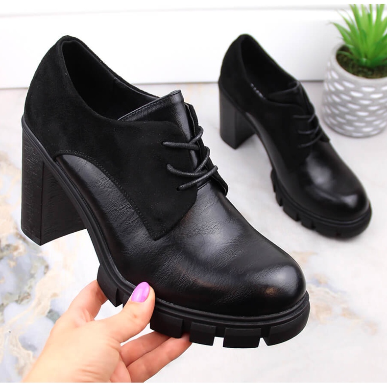 M. DASZYŃSKI Chaussures pour femmes sur poteau et plateforme noir M.Daszyński SA218-2 1