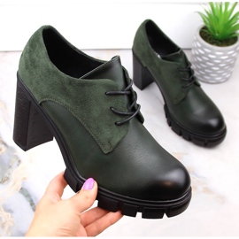 M. DASZYŃSKI Chaussures vertes pour femmes sur poteau et plateforme M.Daszyński SA218-2 1