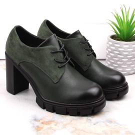 M. DASZYŃSKI Chaussures vertes pour femmes sur poteau et plateforme M.Daszyński SA218-2 2
