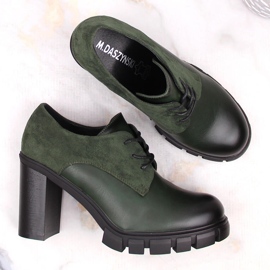M. DASZYŃSKI Chaussures vertes pour femmes sur poteau et plateforme M.Daszyński SA218-2 3