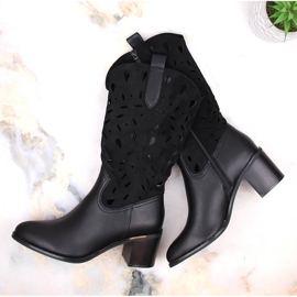 M. DASZYŃSKI Santiags chaudes ajourées pour femmes noir M.Daszyński MR2337-3 1